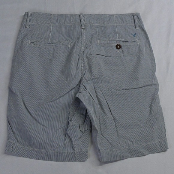 American Eagle 30 x 9" Blue White Stripe Classic Chino Shorts - Picture 7 of 7